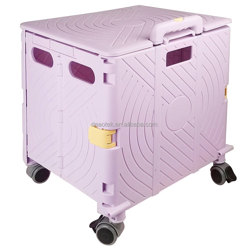 4 wheels Plastic Folding Clax Trolley with Box Plastic Shopping Basket With Wheels And Telescopic Handle