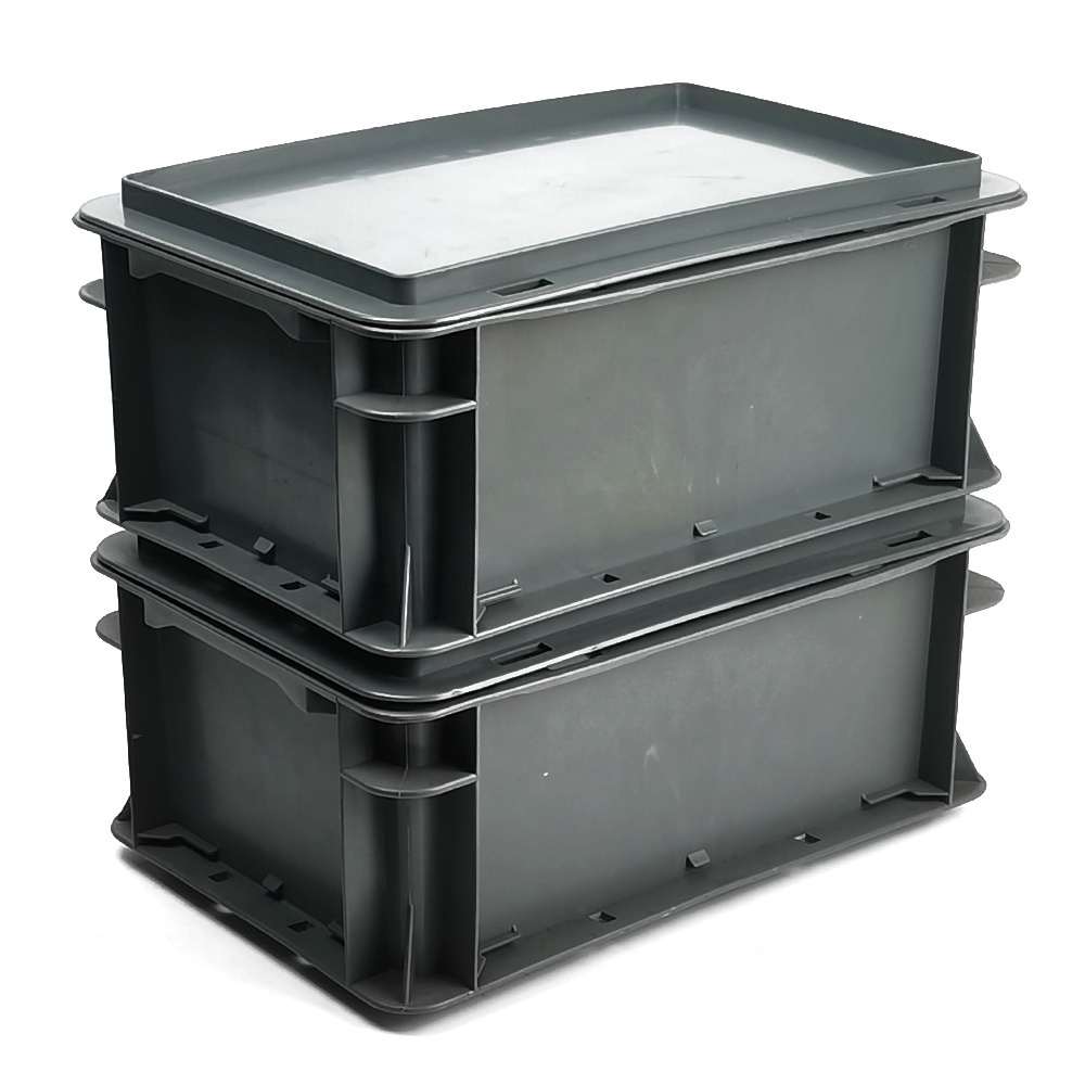 Industrial Style Euro 4.7L Mini Plastic Storage Box Container Stackable Crate Bins with Cover for Logistics Transport Moving Box