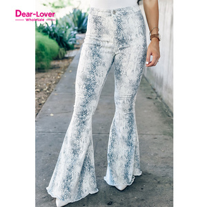 Dear-Lover Western Fashion Women's Pants & Trousers High Waist Snakeskin Print Flare Pants