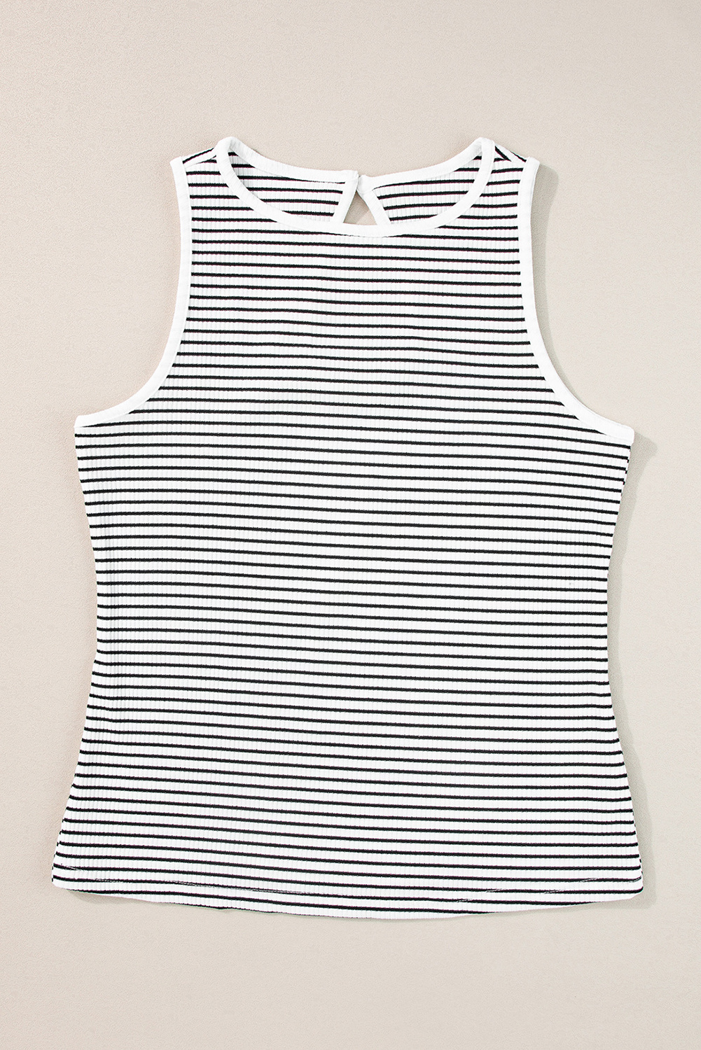 Dear-Lover Custom Logo Black Striped Print Ribbed Knit Sleeveless Women Crop Top