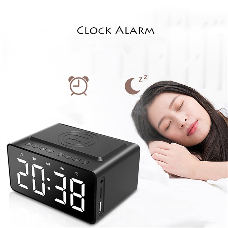 Multi-function Alarm Clock Bluetooth Speaker USB Port Of 15W Charging With TF-Card For Students