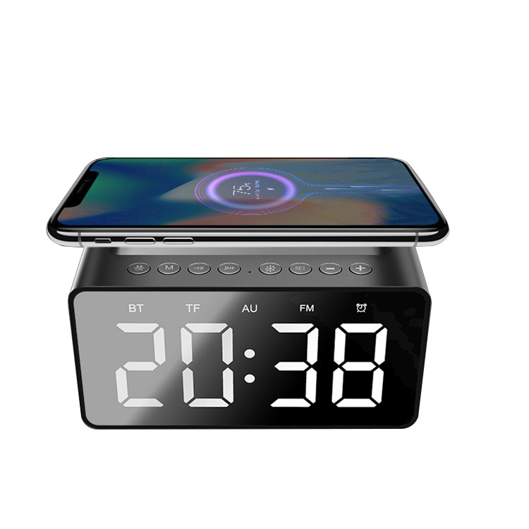 Multi-function Alarm Clock Bluetooth Speaker USB Port Of 15W Charging With TF-Card For Students