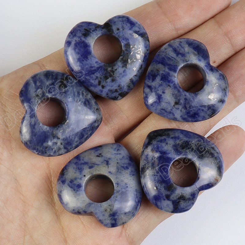 NEW BULK Heart Stone Donut Pendant, Beads With Large Hole Gogos Pendants For DIY JEWELRY NECKLACE MALA MAKING