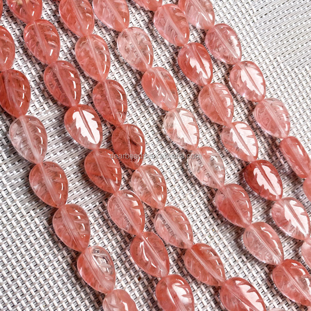 Natural Rose Quartz Amethyst Agate Beads, Stone Beads Carved Flowers Leaf Gemstone Beads for DIY Jewelry Making