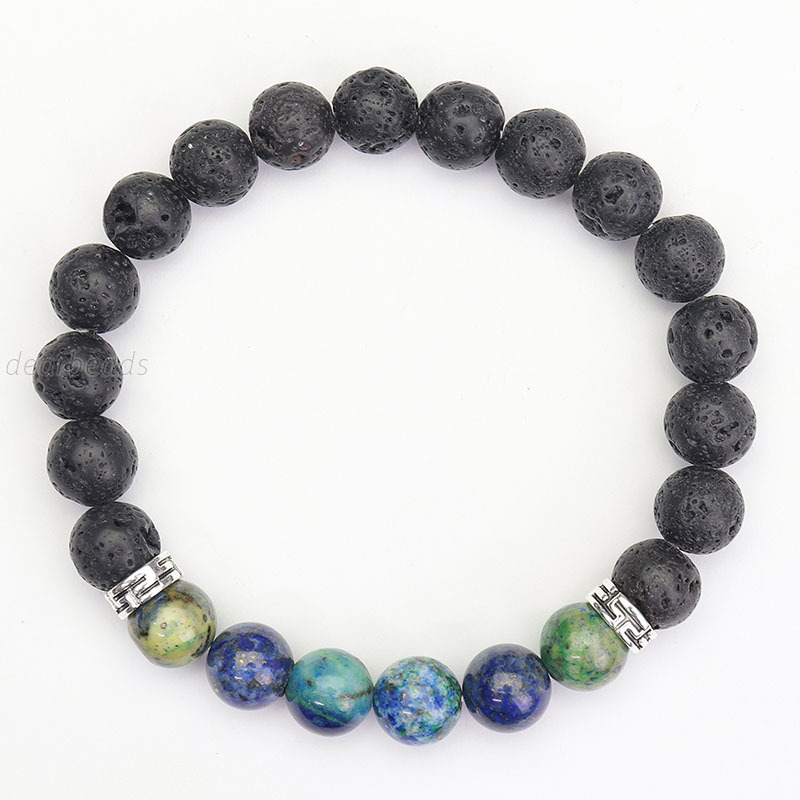 Cheap Genuine Natural Gem Stone Beaded Bracelet, Colorful Lava and Crystal Durable stretch Bracelets For Women Jewelry