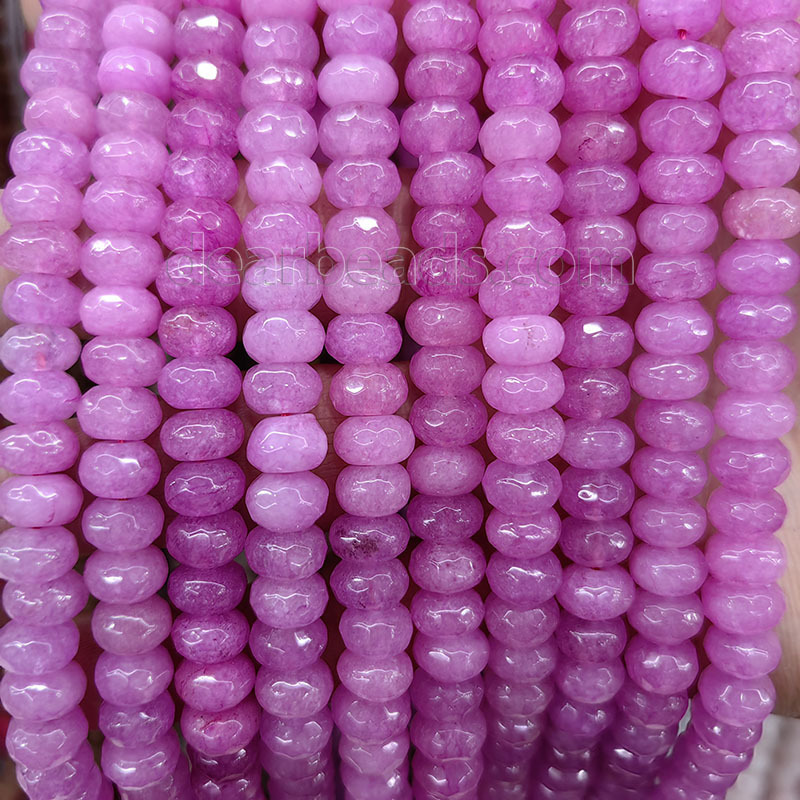 Bulk 5x8mm Multi Colors Dyed Faceted Rondelle Jade Beads, Pink Blue Red Jasper Stone Gemstone Beads For DIY Jewelry Making