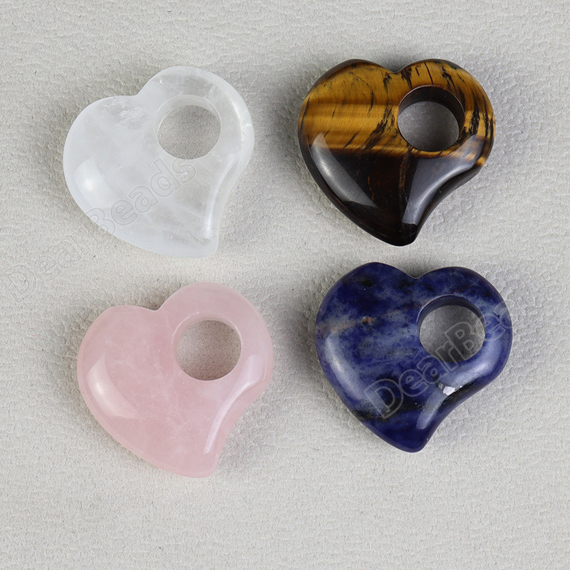 NEW BULK Heart Stone Donut Pendant, Beads With Large Hole Gogos Pendants For DIY JEWELRY NECKLACE MALA MAKING