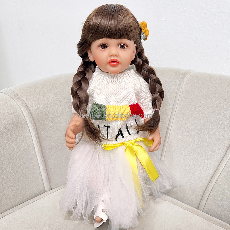 Awesome 55 CM 22inch Silicone Reborn Kawaii Babies Doll For Girls Big Size Bebe Children's Gift Hot Sale Birthday Present Toys