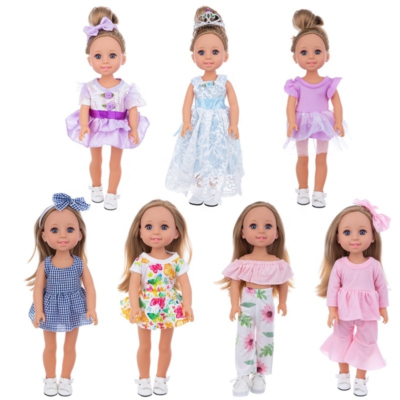 Toy baby dolls 15 inch party dress long brown hair  reborn dolls for girl gift dolls