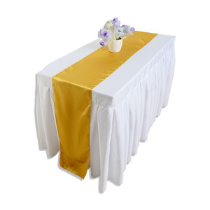 12*108inch wedding satin table runner table cloth solid golden white black blue red purple