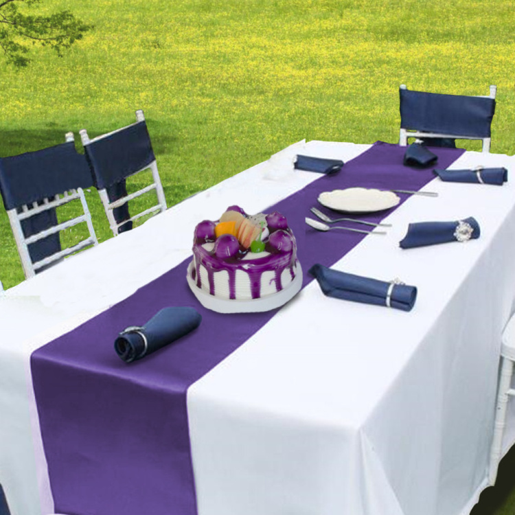 12*108inch wedding satin table runner table cloth solid golden white black blue red purple