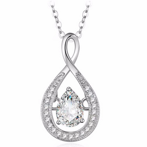 Hot Sale Dancing Diamond Pear CZ Pendant 925 Sterling Silver Jewelry For Girl's DR03241203P