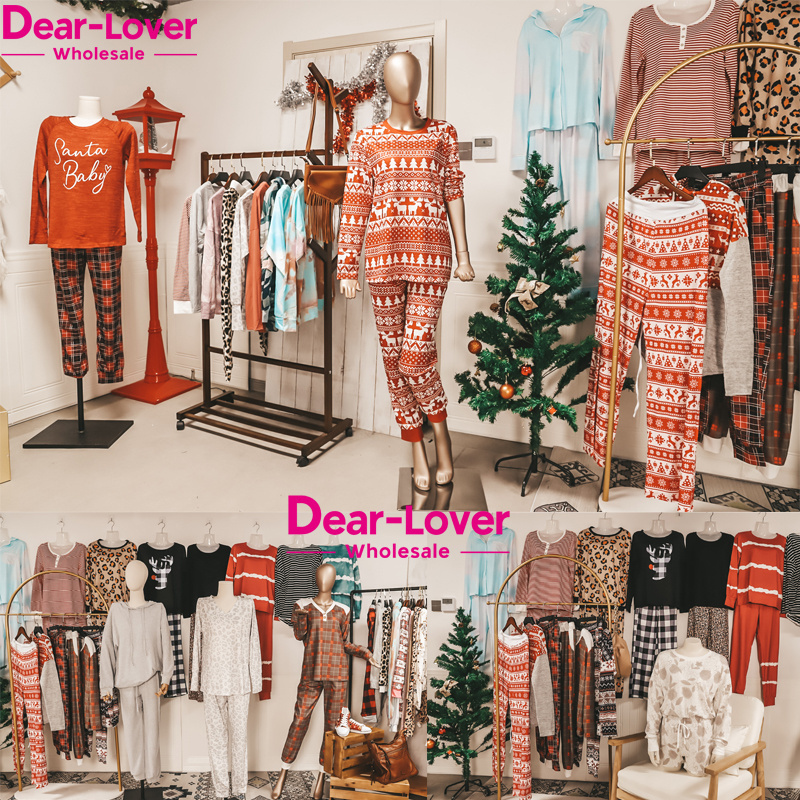 Dear-Lover OEM ODM Loungewear Manufacturer Wholesale Knitted Loungewear Womens Sets Leopard Print 2 Piece Lounge Wear Sets Women