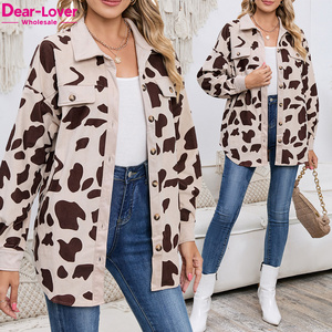 Dear-Lover OEM ODM Private Label Wholesale Women Winter Clothes Cow Print Corduroy Winter Jacket For Women