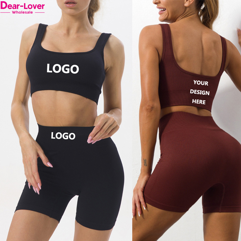 Dear-Lover Activewear Manufacturers OEM ODM Custom Wholesale Fitness Clothing Gym Ribbed Seamless Yoga Sets Fitness Women