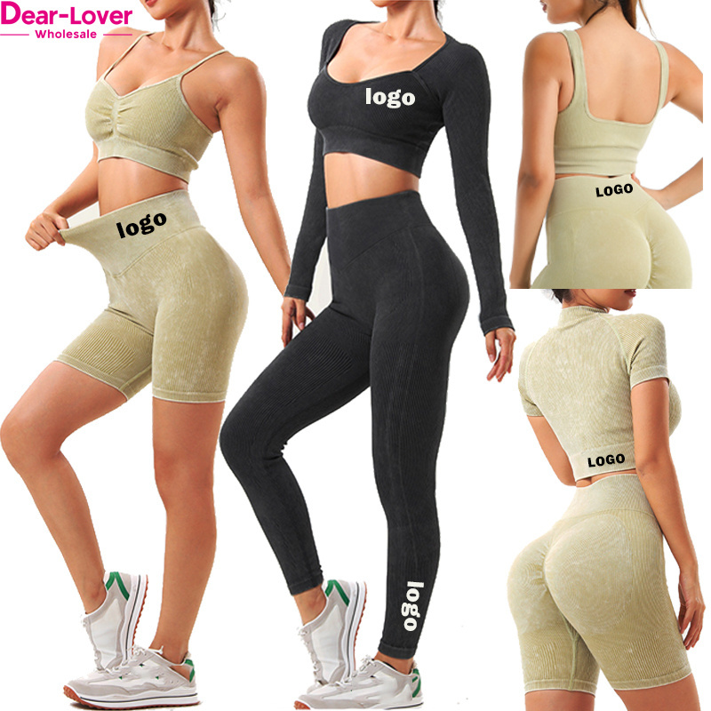 Dear-Lover Activewear Manufacturers OEM ODM Custom Wholesale Fitness Clothing Gym Ribbed Seamless Yoga Sets Fitness Women