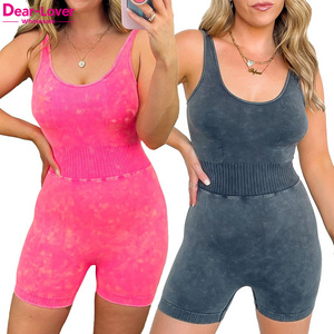 Dear-Lover OEM Custom Logo Women Solid Halter Sport Active Wear Gym Workout Romper Bodycon Activewear One Piece Yoga Jumpsuit