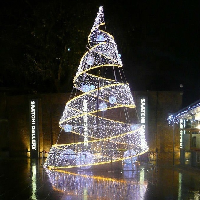 Holiday decoration giant led artificial metal frame spiral outdoor wire christmas tree