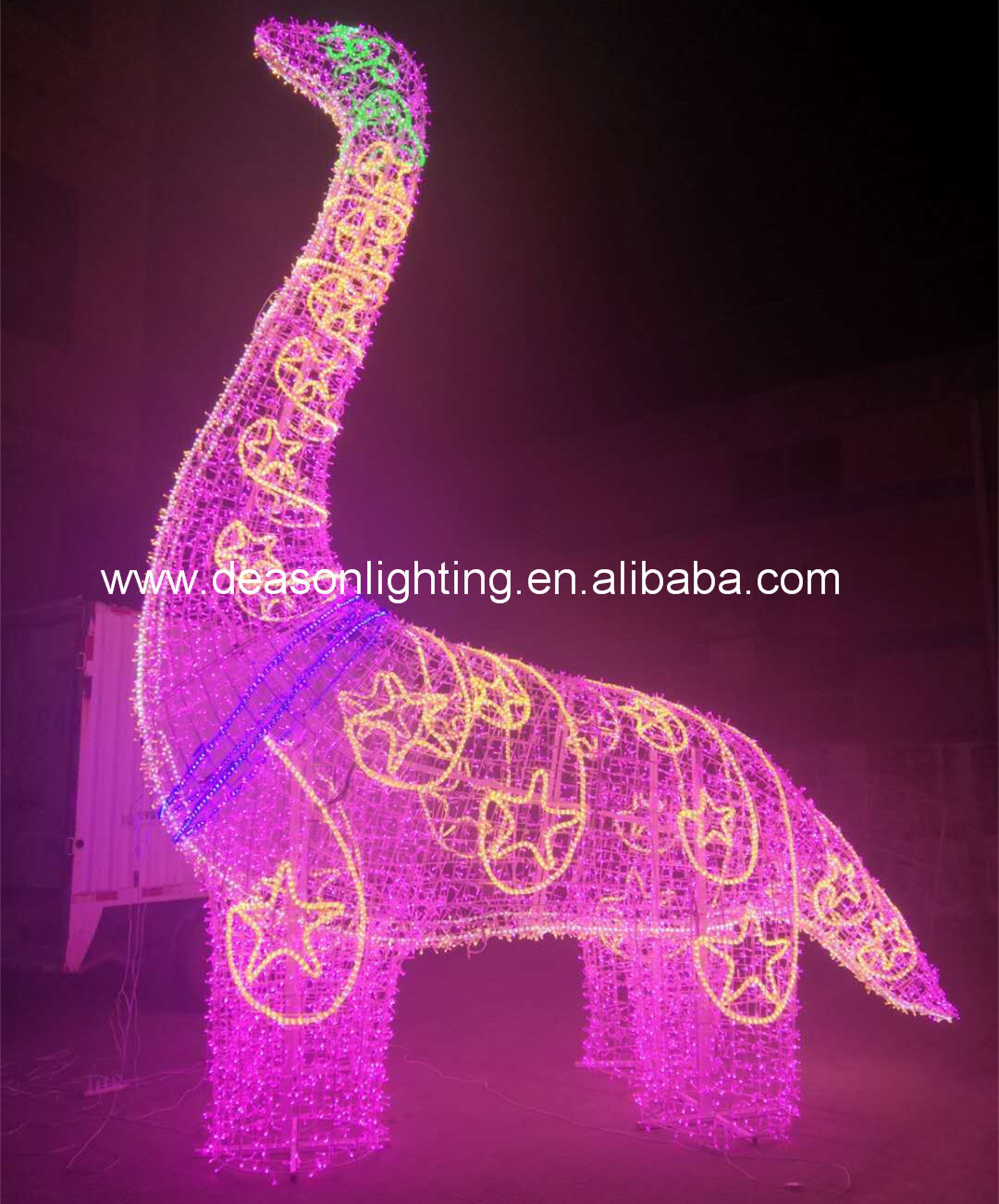 large dinosaur christmas outdoor decoration motif lights