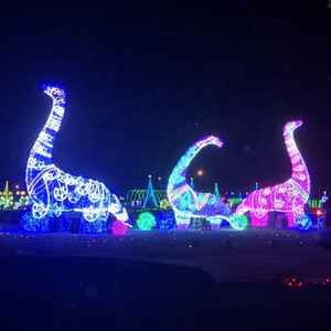 China factory giant dinosaur 3d motif lights for public park and zoo Christmas Halloween decoration