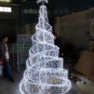 Holiday decoration giant led artificial metal frame spiral outdoor wire christmas tree