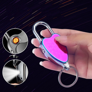 DEBANG wholesale cheap New USB charging Heart shape lighter electronic flameless usb recharge lighter with key buckle