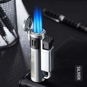 High Quality 4 Jet Cigar Torch Butane Lighters ,Strong Flame Gun Butane Welding Torch Lighter for CampingHot sale products