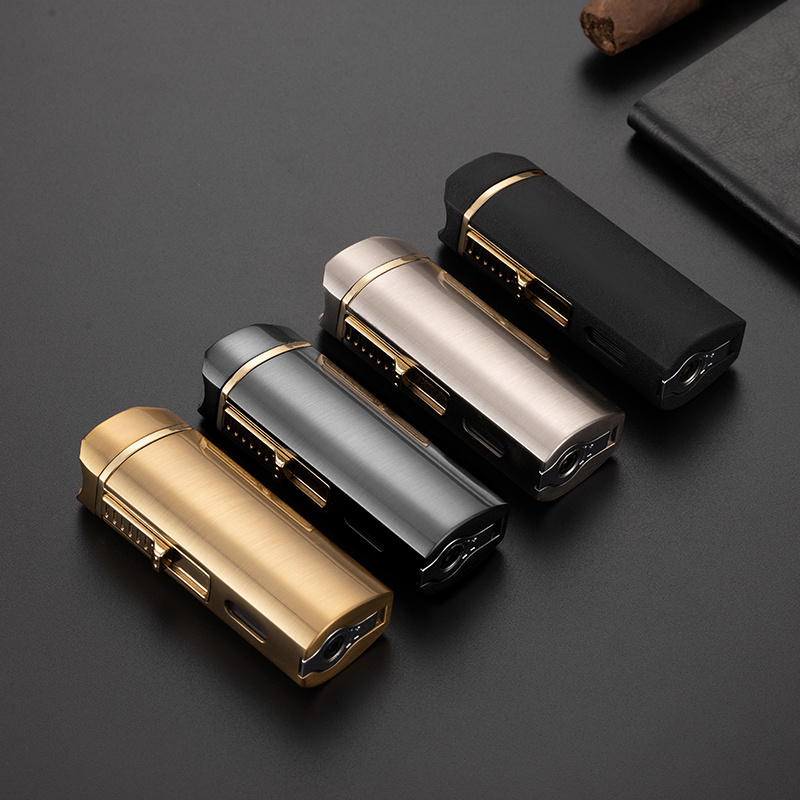 DEBANG Triple jet torch flame lighter refillable lighter for cigars metal lighter with cigar cutter