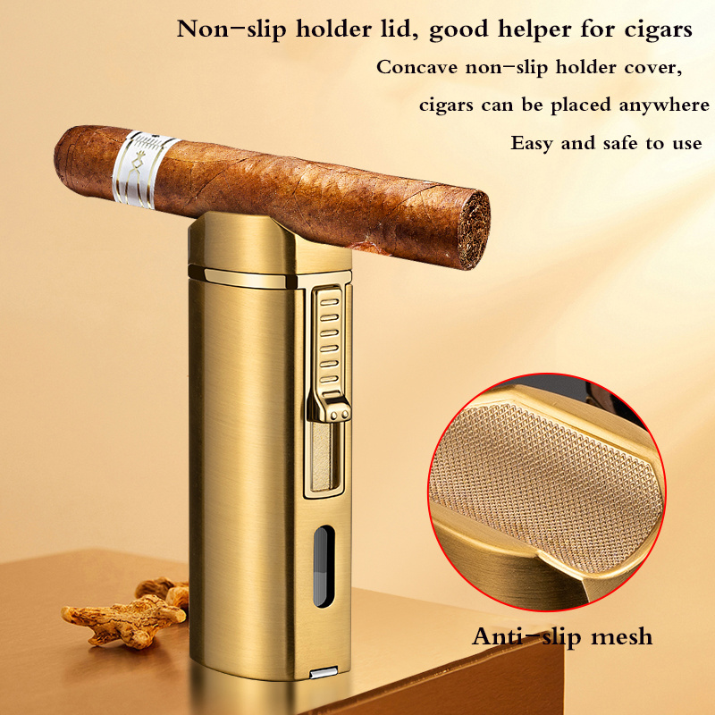 DEBANG Triple jet torch flame lighter refillable lighter for cigars metal lighter with cigar cutter