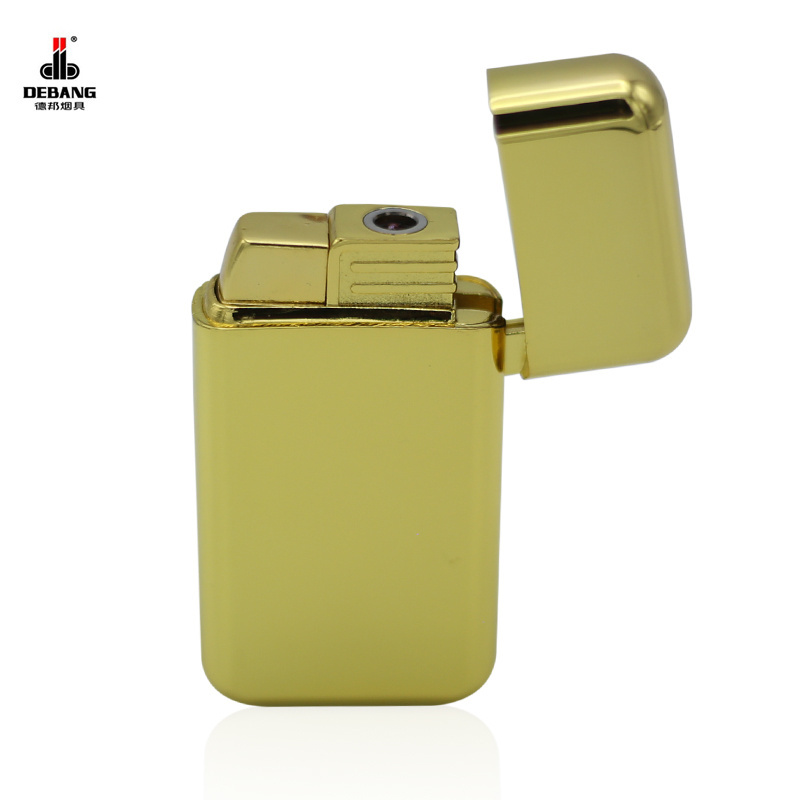 DEBANG Newest Design Cheap Gold Lighter Liquid Butane Refillable Flame Gold Gas Lighter