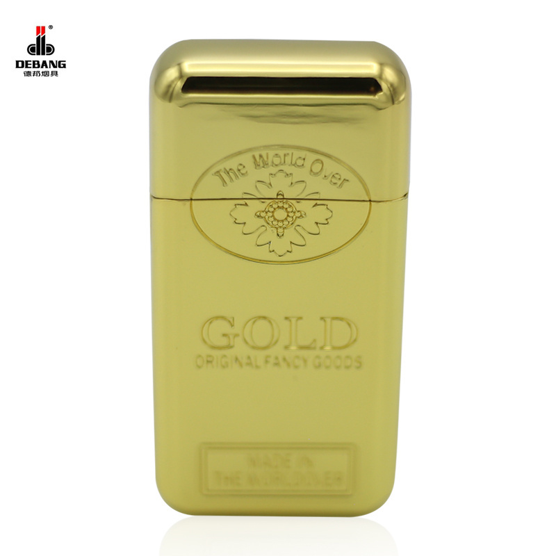 DEBANG Newest Design Cheap Gold Lighter Liquid Butane Refillable Flame Gold Gas Lighter