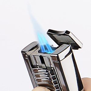 DEBANG Torch Cigar Lighter with Cigar Punch Adjustable Windproof Double Jet Flame Metal Pipe Refillable Butane Lighters