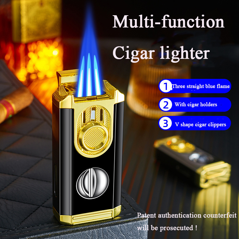 2024 DEBANG The newly developed new product multifunctional triple fire cigar cutter lighter lighter torch cigar lighter