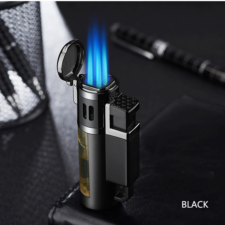 High Quality 4 Jet Cigar Torch Butane Lighters ,Strong Flame Gun Butane Welding Torch Lighter for CampingHot sale products