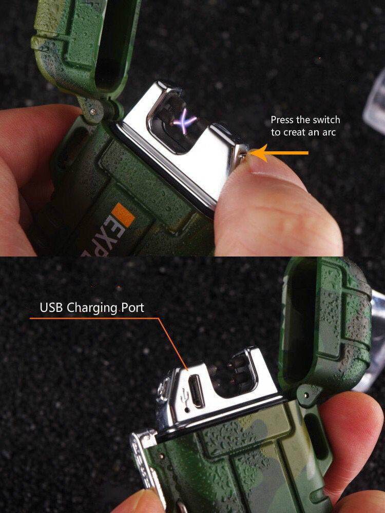 DEBANG Custom Waterproof   Windproof Cigarettes Arc Lighter Outdoor USB Lighter ForCamping BBQ