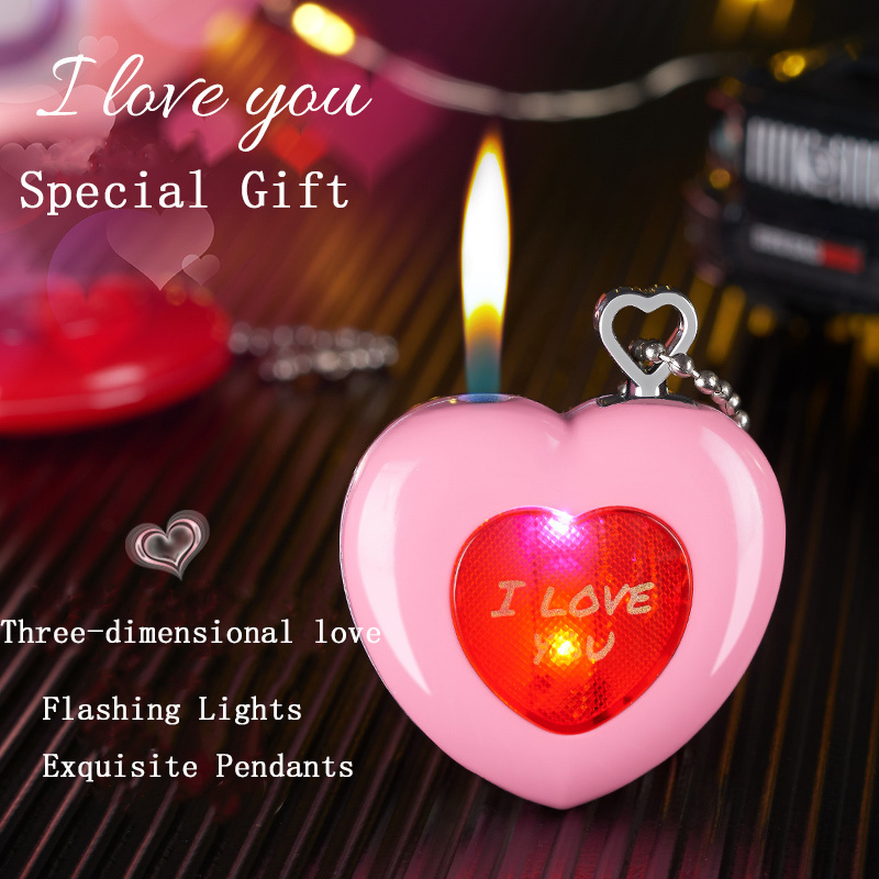 Wholesale Flame Cigarette Lighters Refillable Butane Gas Lighter for Cigarette heart shaped lighter