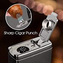 DEBANG Torch Cigar Lighter with Cigar Punch Adjustable Windproof Double Jet Flame Metal Pipe Refillable Butane Lighters