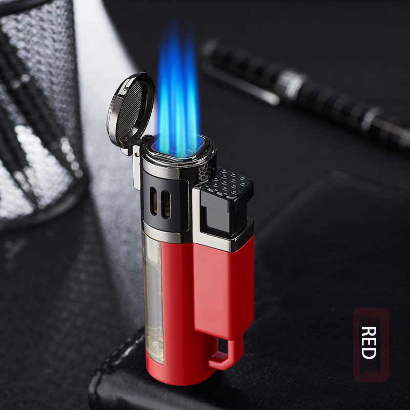 High Quality 4 Jet Cigar Torch Butane Lighters ,Strong Flame Gun Butane Welding Torch Lighter for CampingHot sale products