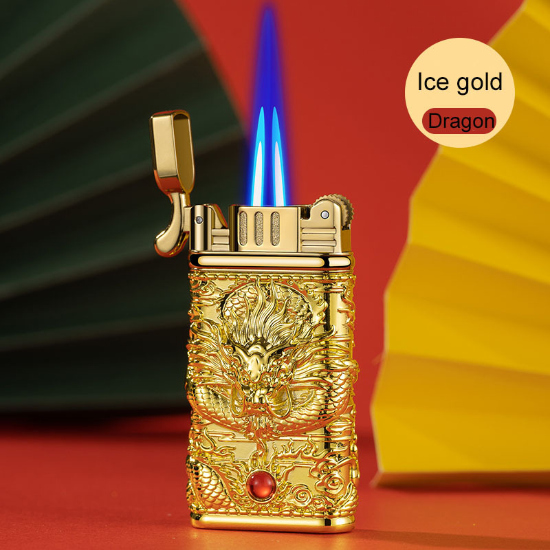 Debang Chinese style Dragon Model Double Flame Jet Torch gas Lighter