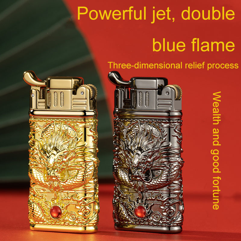 Debang Chinese style Dragon Model Double Flame Jet Torch gas Lighter