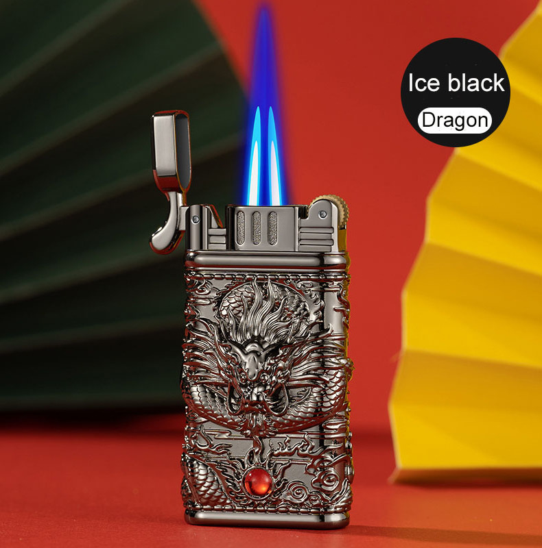 Debang Chinese style Dragon Model Double Flame Jet Torch gas Lighter