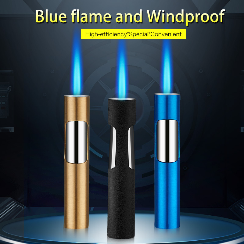 Debang Custom Logo Printing Blue Flame Torch Gas Lighter Windproof Jet Torch Refillable Cigarette Lighter