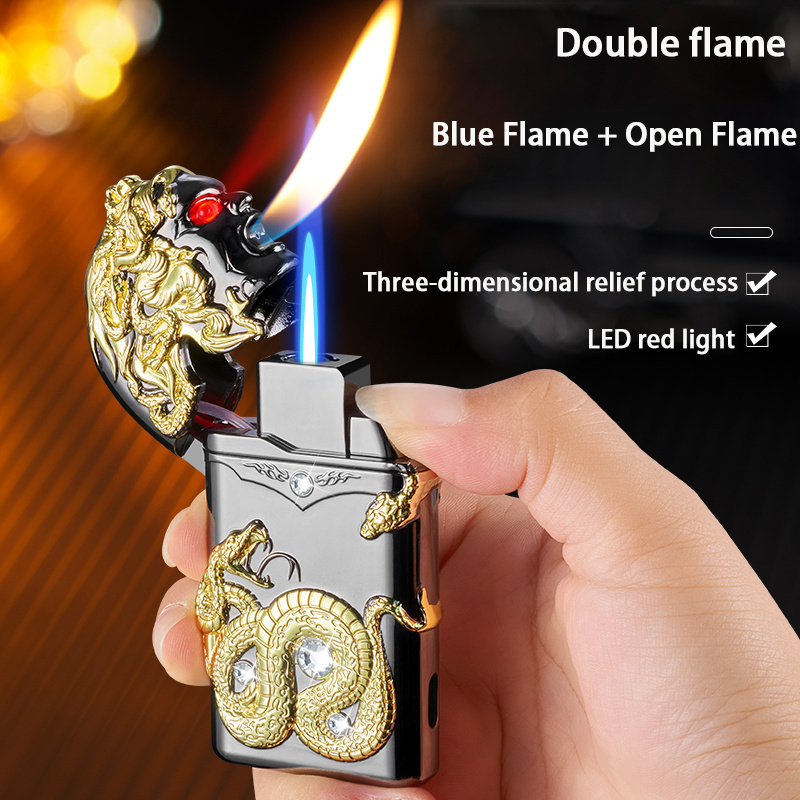 2024 DEBANG New design product Medusa double flame lighter  butane lighter WINDPROOF LIGHTER