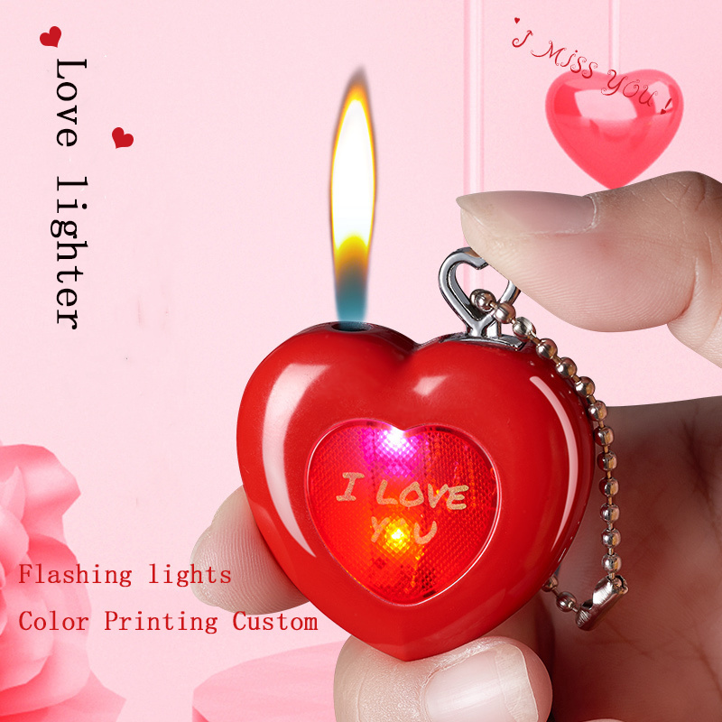 Wholesale Flame Cigarette Lighters Refillable Butane Gas Lighter for Cigarette heart shaped lighter