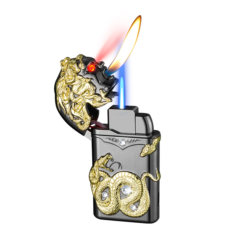 2024 DEBANG New design product Medusa double flame lighter  butane lighter WINDPROOF LIGHTER