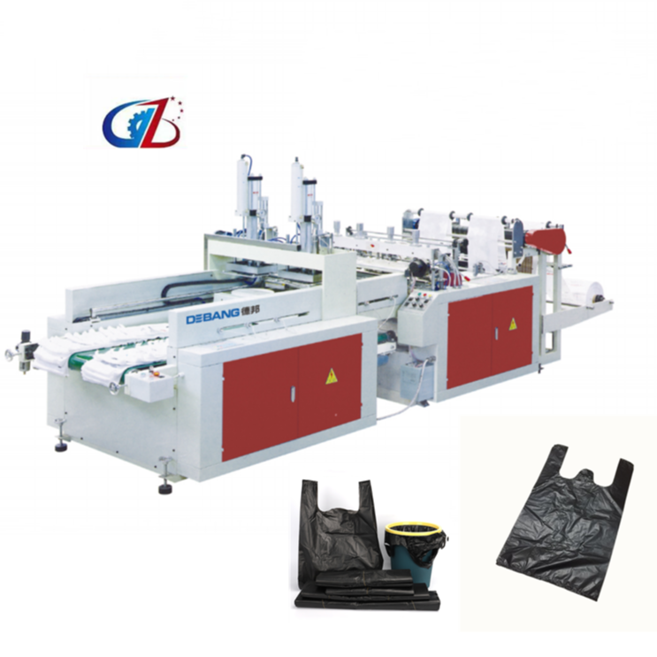 plastic garbage bag cutting aseling machine PE T-Shirt Bag Making Machine