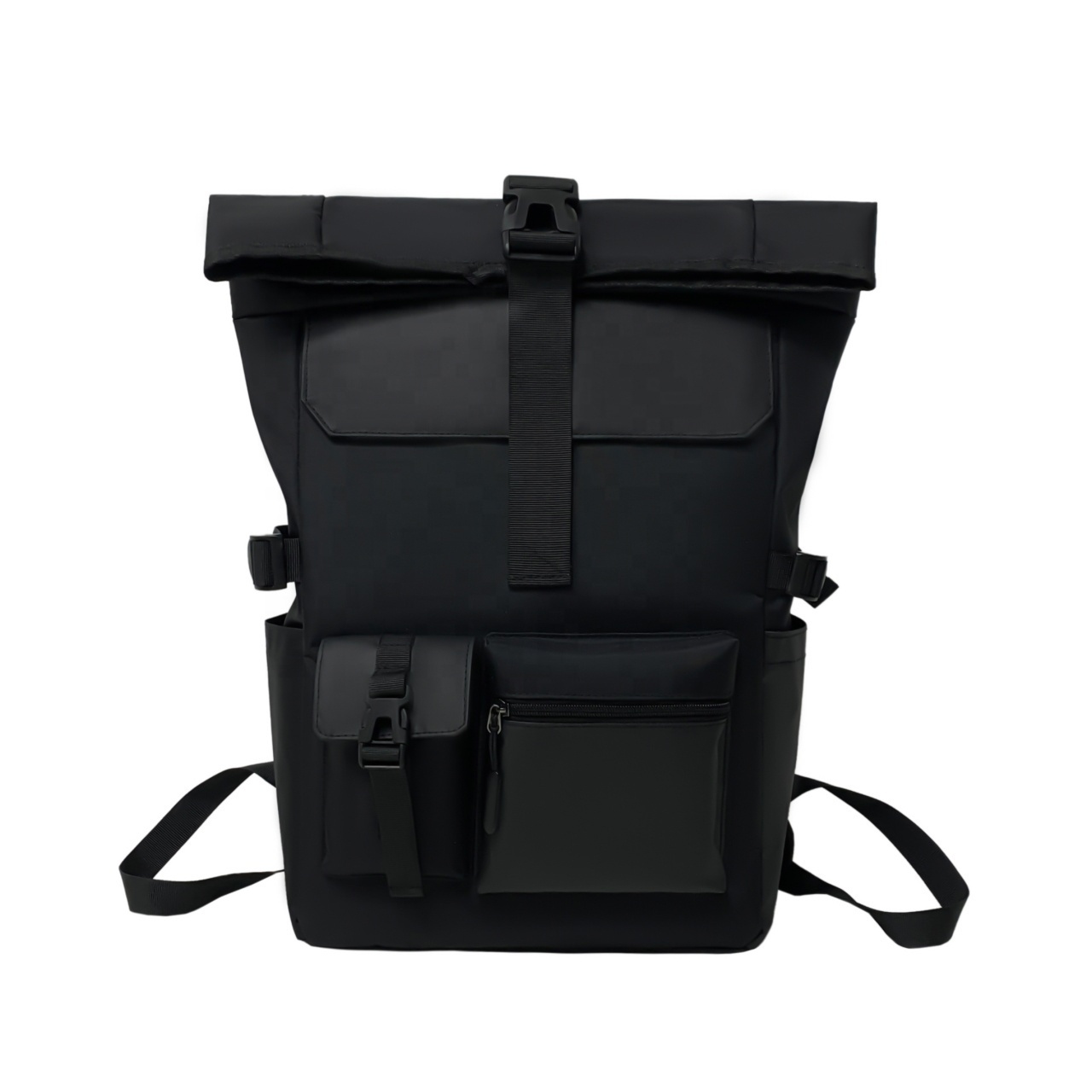 Korean version of the new street fashion trend personality roll-mouth backpack male leisure sports travel backpack