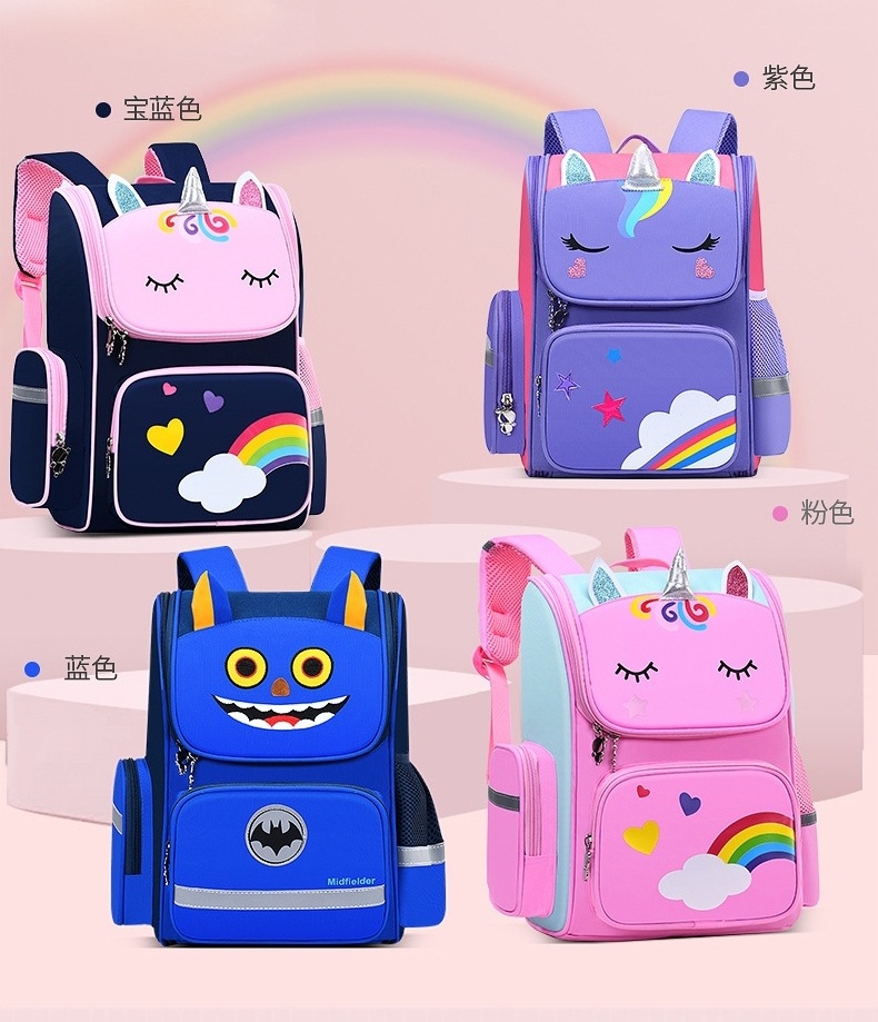 New Fashion Cartoon Mochila Escolar Unicorn Children's School Bags Backpack Convenient Travel for Kids Bag Oem Unisex