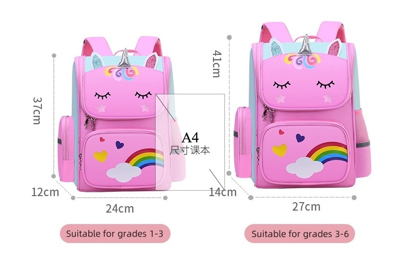 New Fashion Cartoon Mochila Escolar Unicorn Children's School Bags Backpack Convenient Travel for Kids Bag Oem Unisex