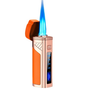 DB-1209 High-end fashion Strong Firepower LED battery display lighter windproof gas cigarette torch  lighter